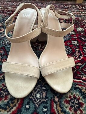 Nordstrom BP Nude Vegan Suede Block Heel Sandals with Ankle Strap, Size 7M